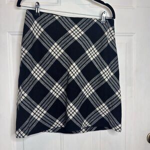 Talbots Black and White Plaid A-Line Skirt
